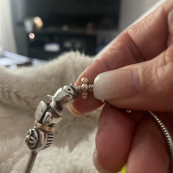 PANDORA Silver BRACELET with 11 Gold and SILVER  CHARMS !!!!!! - Picture 5 of 13